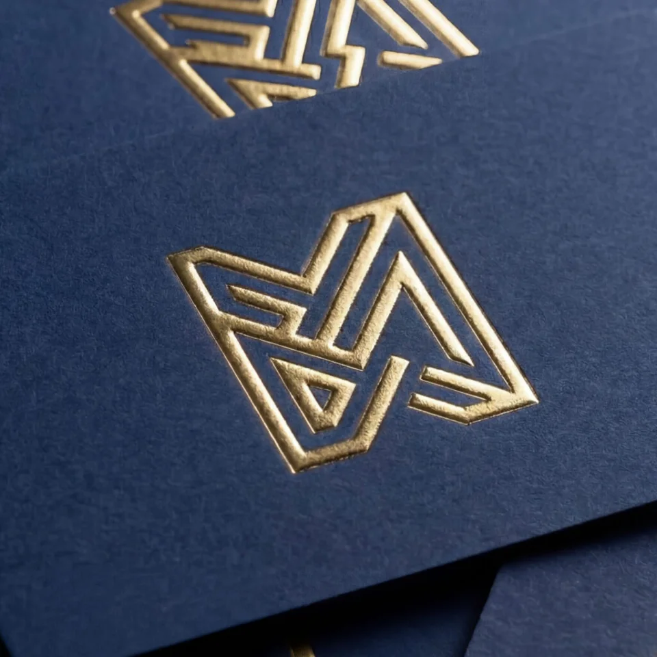 Luxury business card with a raised gold foil embossed logo
