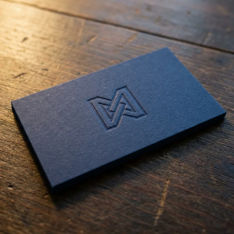 Luxury business card with a sunken blind deboss impression