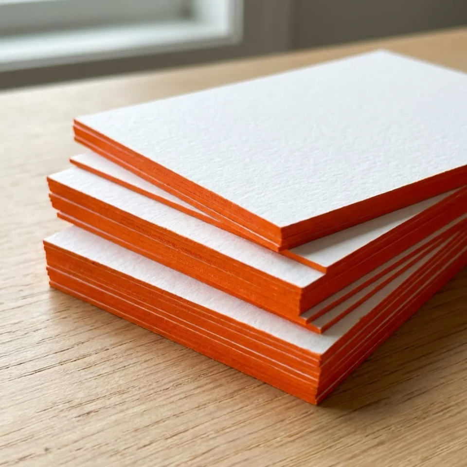 Brand business cards with vivid coloured painted edges