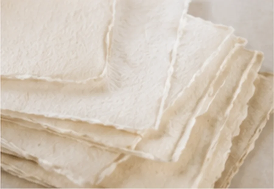 Layered handmade cotton paper sheets with deckle edges
