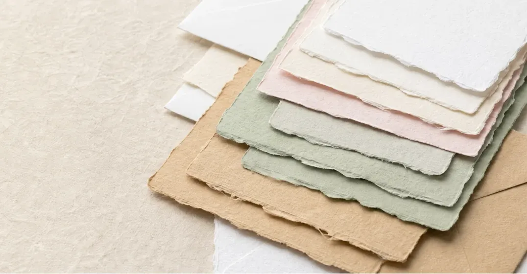 Organic handmade deckle-edge paper stationery